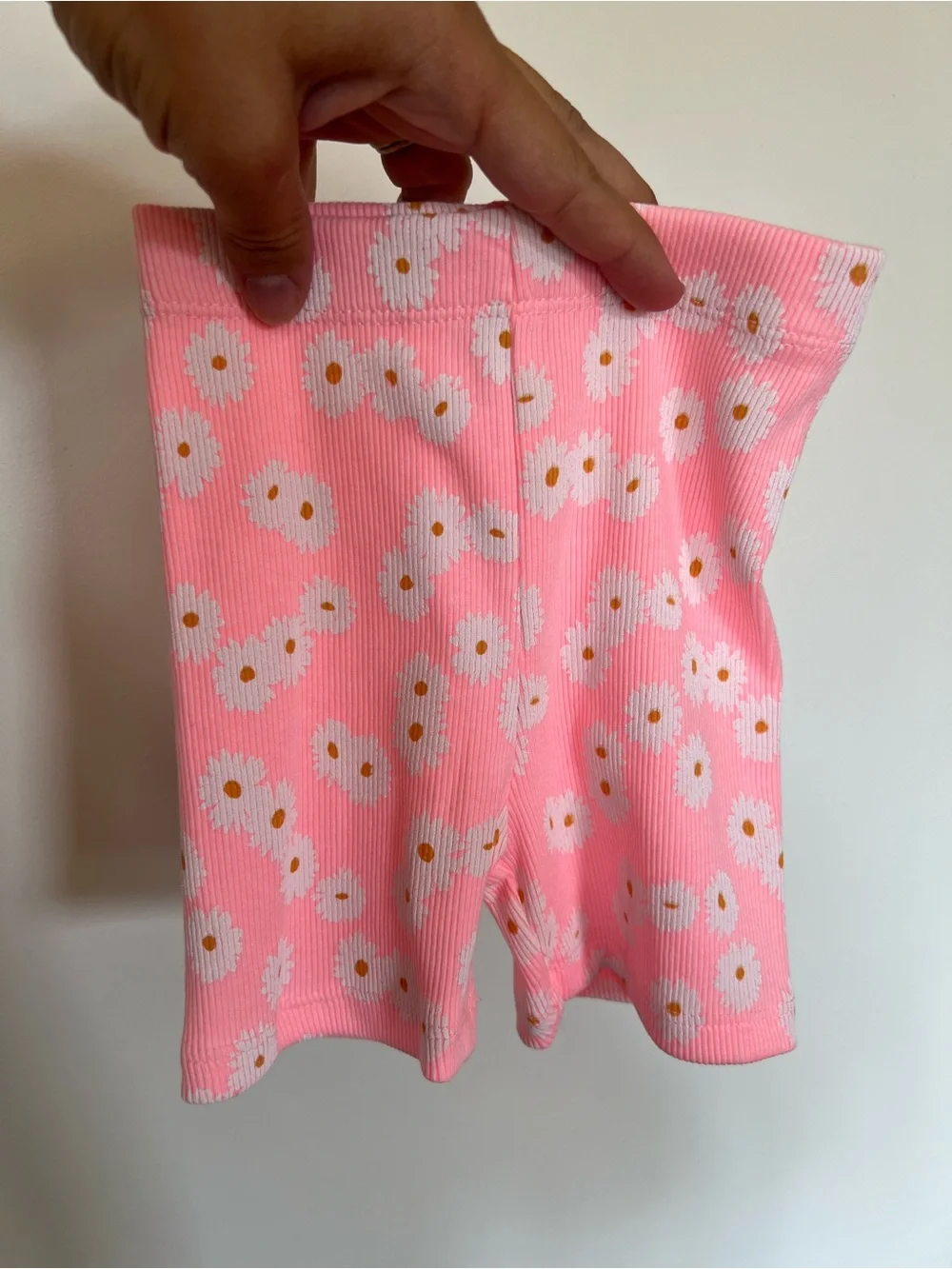 Zara Neon Pink Daisy Ribbed Bike Shorts